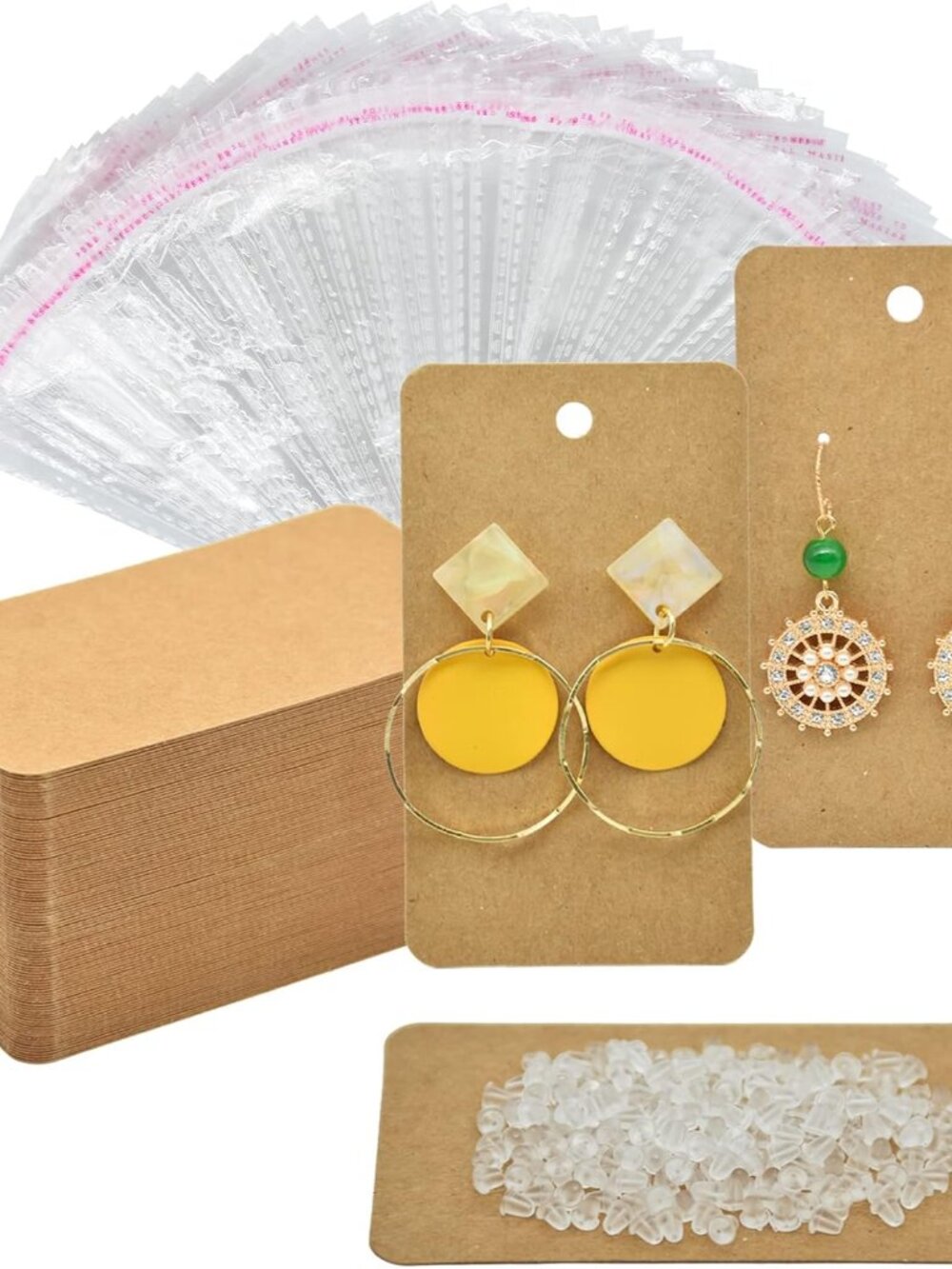 Earring Display Cards with 100Pcs Earring Holder Cards, 100 Pairs Clear Earring